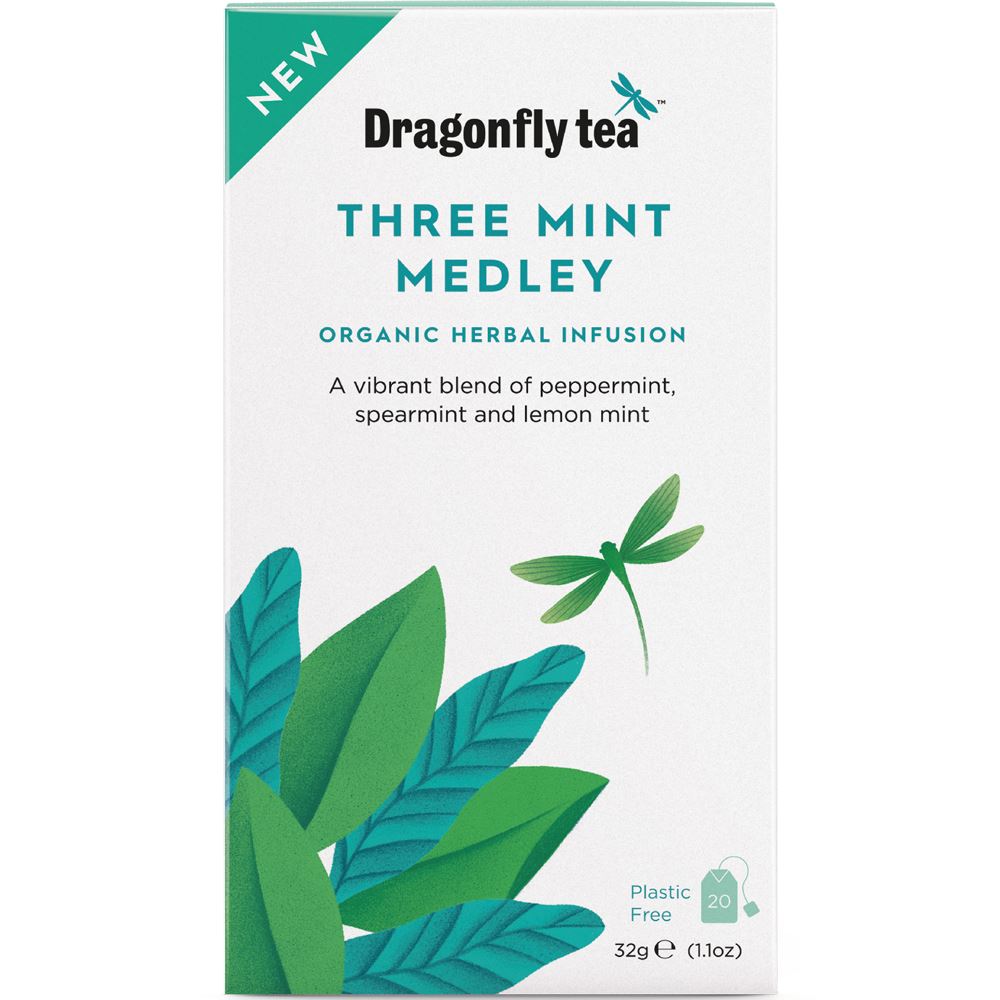 Dragonfly Tea Three Mint Medley Organic Herbal Tea 20 Tea bags