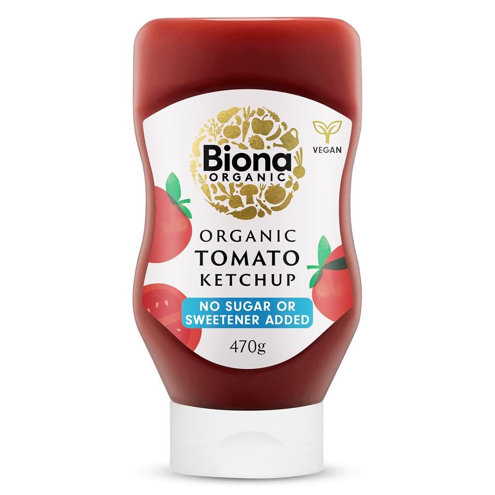 Biona Tomato Ketchup - No Added Sugar - Squeezy Organic 470g