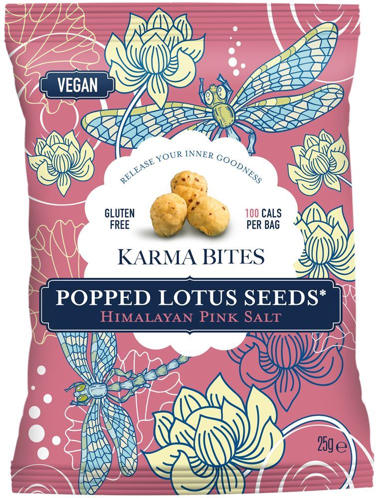 Karma Bites Popped Lotus Seeds Pink Salt 25g - 12 Pack