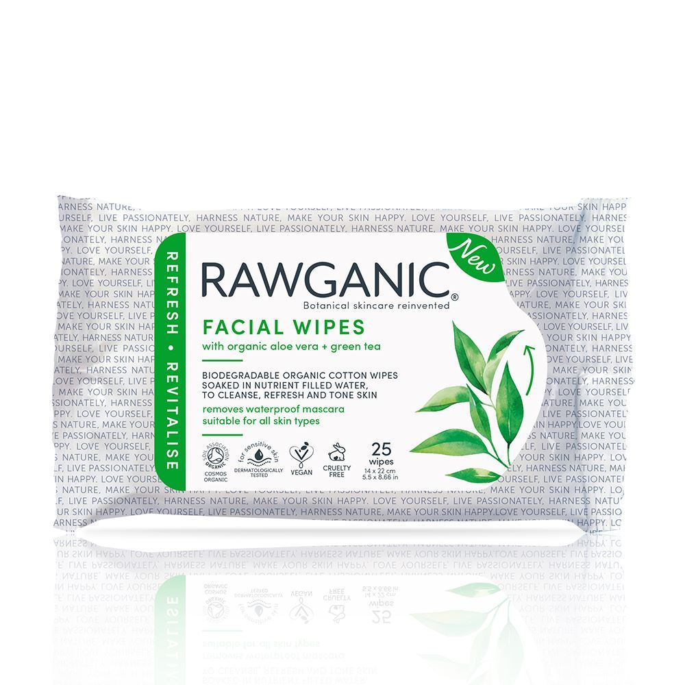 Rawganic Refreshing Facial Wipes 25 Wipes - 6 Pack