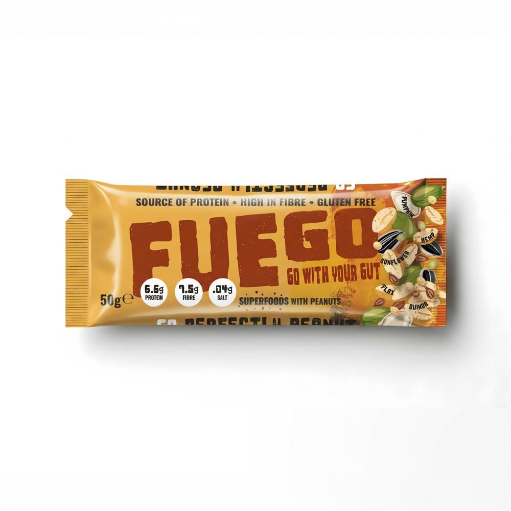 Fuego Go With Your Gut Perfectly Peanut Superfood Fibre Bar 50g - 16 Pack