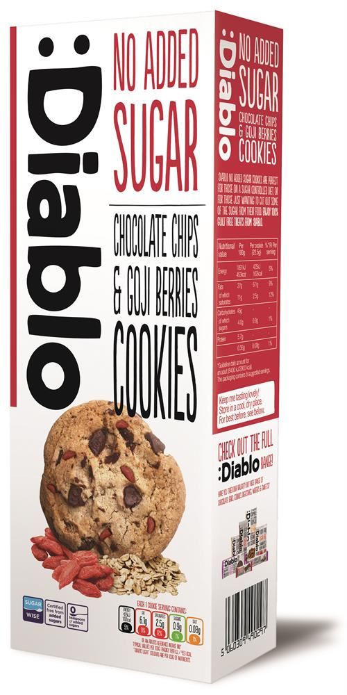 Diablo Sugar Free Diablo Chocolate Chip & Goji Berry Cookies 135g