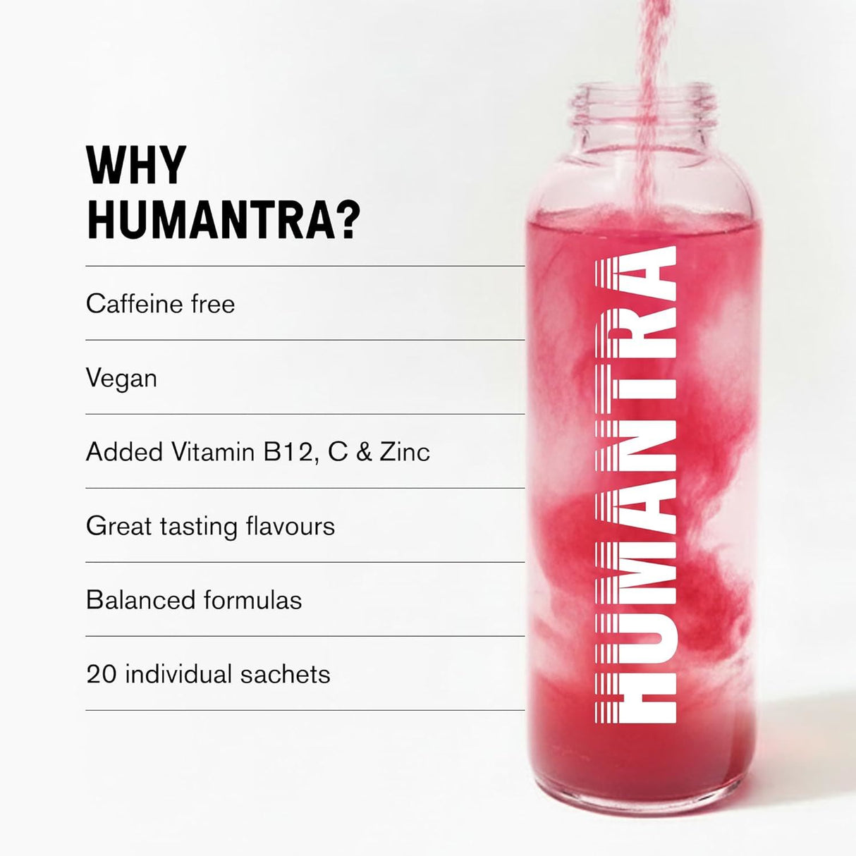 Humantra Electrolyte Powder Black Cherry 20 Sachets - Hydration Drink Mix with 6 Electrolytes, Vegan, Sugar Free, Gluten Free