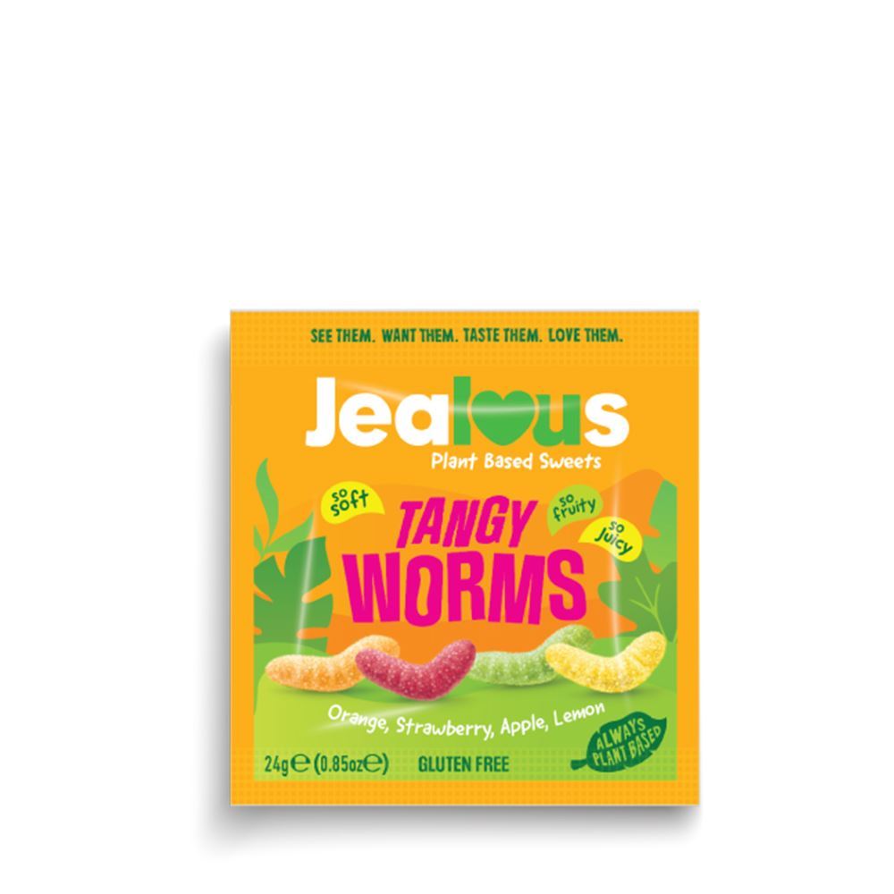 Jealous Sweets Tangy Worms Plant Based Sweets 24g - 20 Pack