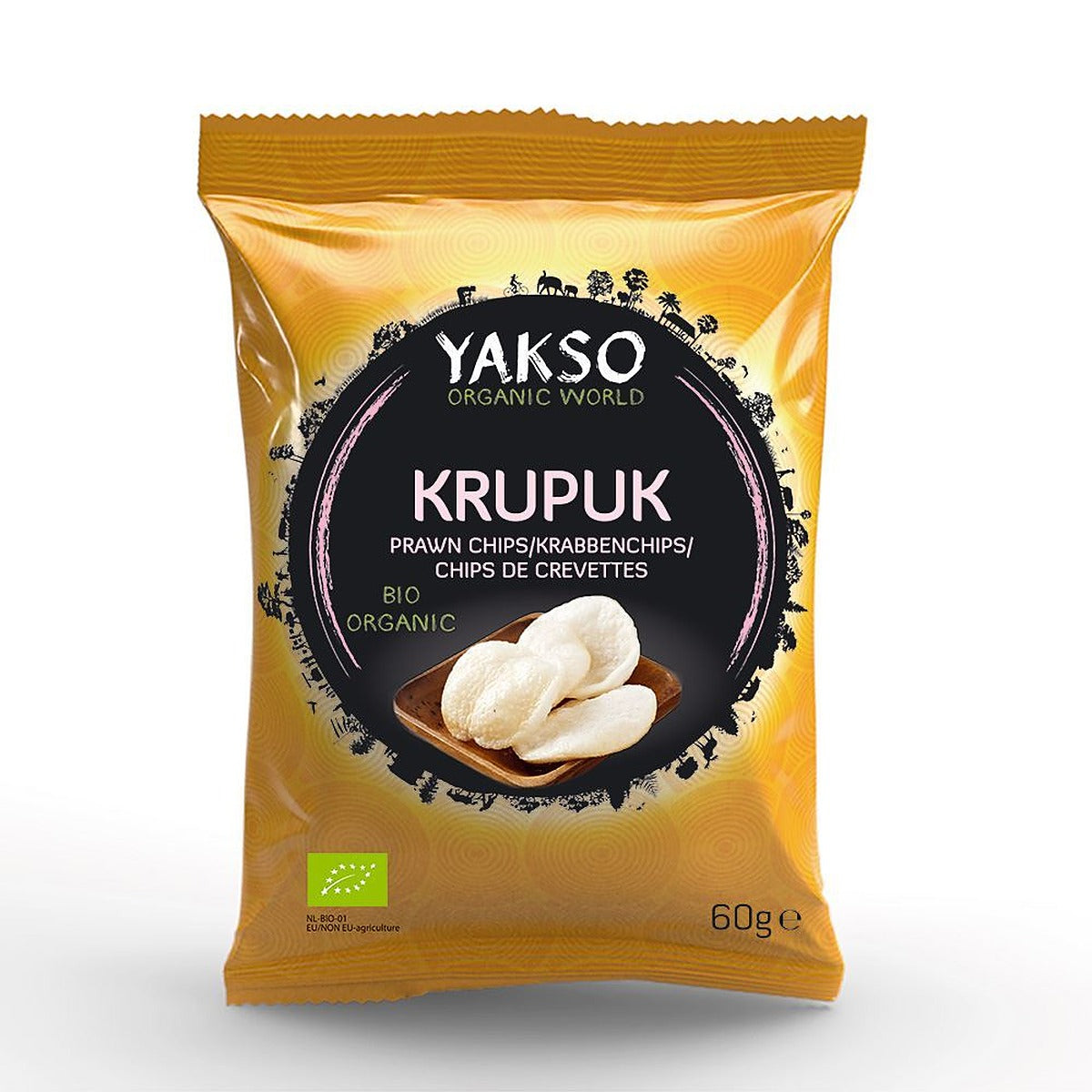 Yakso Organic Krupuk Prawn Crackers 60g - 6 Pack