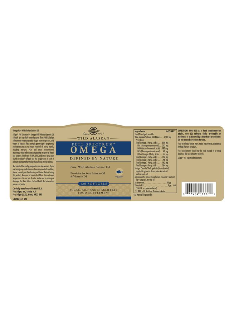 Solgar Wild Alaskan Full Spectrum Omega - 120 Softgels