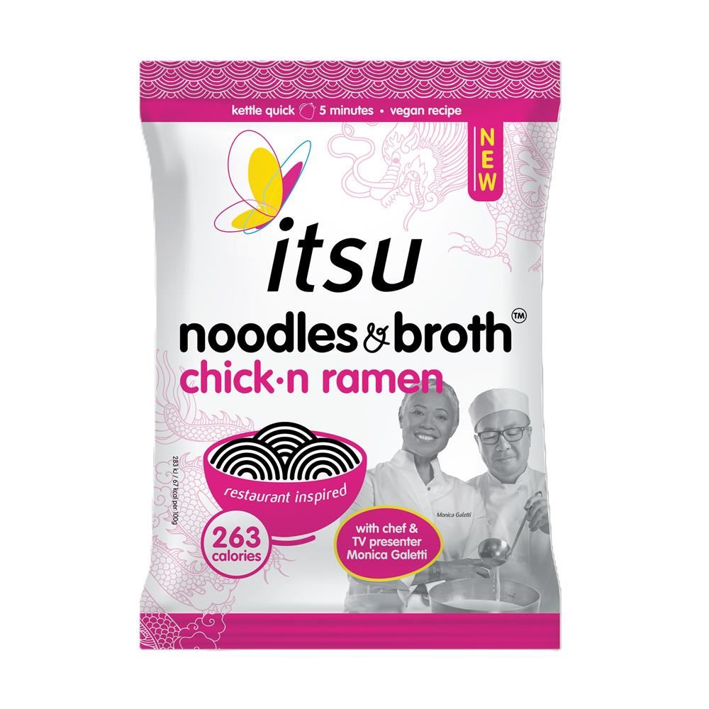Itsu Chick'n Ramen Noodles & Broth Pouch 82g - 6 Pack