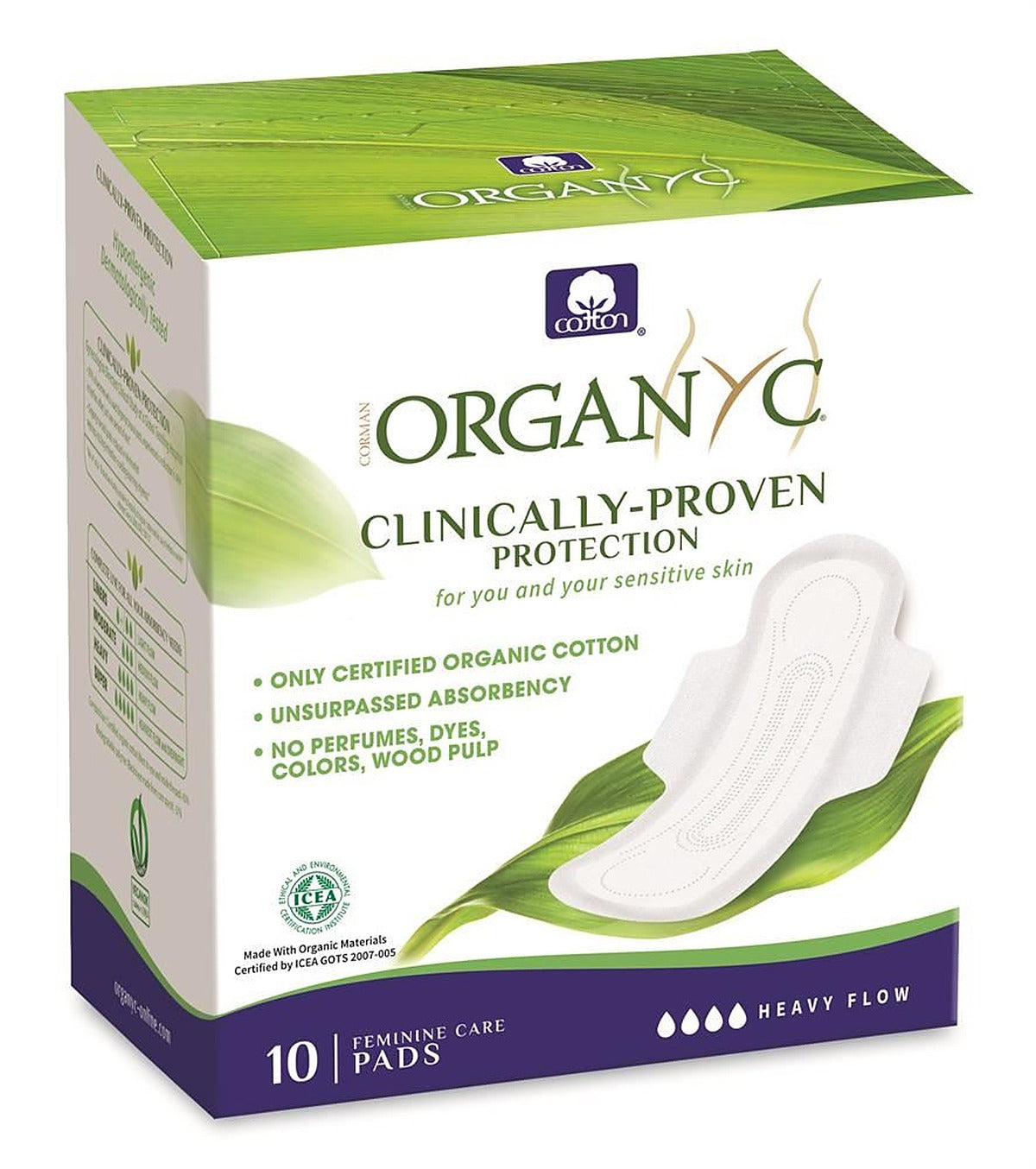 Organyc Period Pads - Night (Heavy Flow) folded with wings - 10 pads