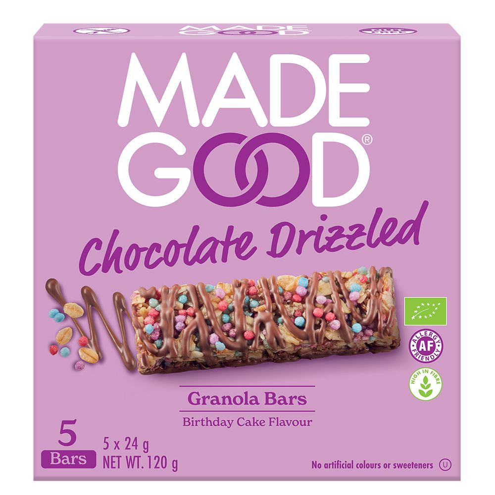 MadeGood Granola Bar Chocolate Drizzled Birthday Cake 5 x 24g
