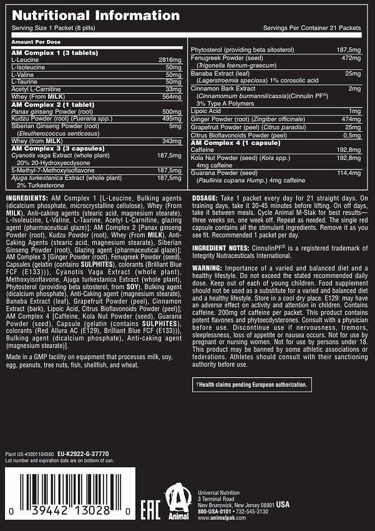 Universal Nutrition Animal M-Stak 21 Packs Non Hormonal Stack - image 2