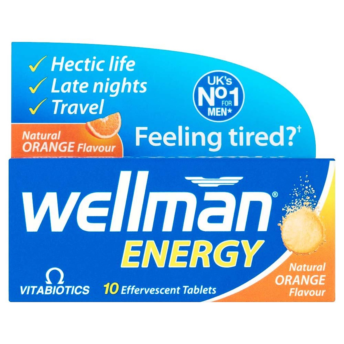 Vitabiotics Wellman Energy Natural Orange Flavour - 10 Effervescent Tablets