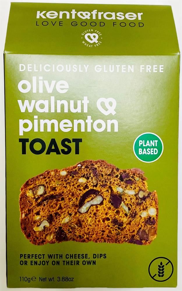 Kent and Fraser Gluten-Free Vegan Olive Walnut Pimenton Toast 110g - 6 Pack
