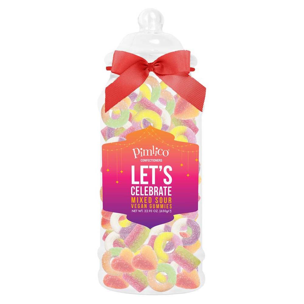 Pimlico Confectioners Lets Celebrate Sour Vegan Gummy Mix 650g Victorian Jar