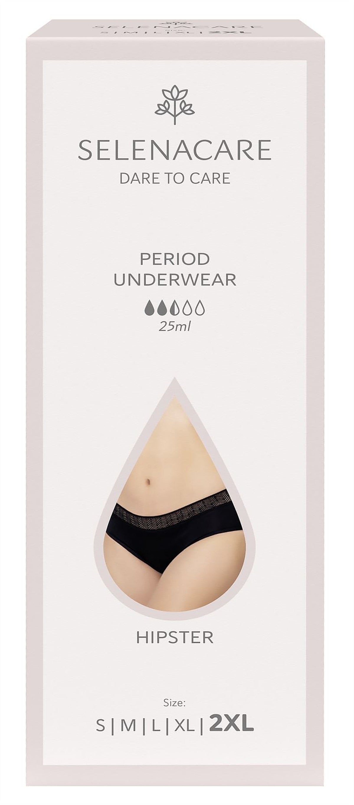 Selenacare Menstrual undies HIPSTER Black Size 2XL