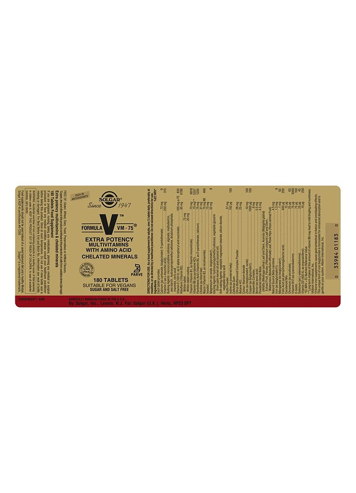Solgar Formula VM-75 - 180 Tablets - image 3