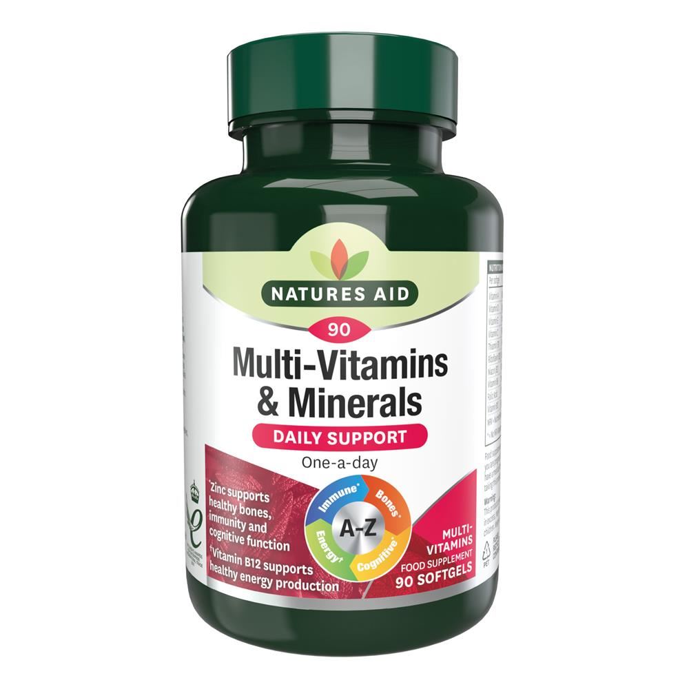 Natures Aid Multi-Vitamins & Minerals (With Iron) 90 Capsules