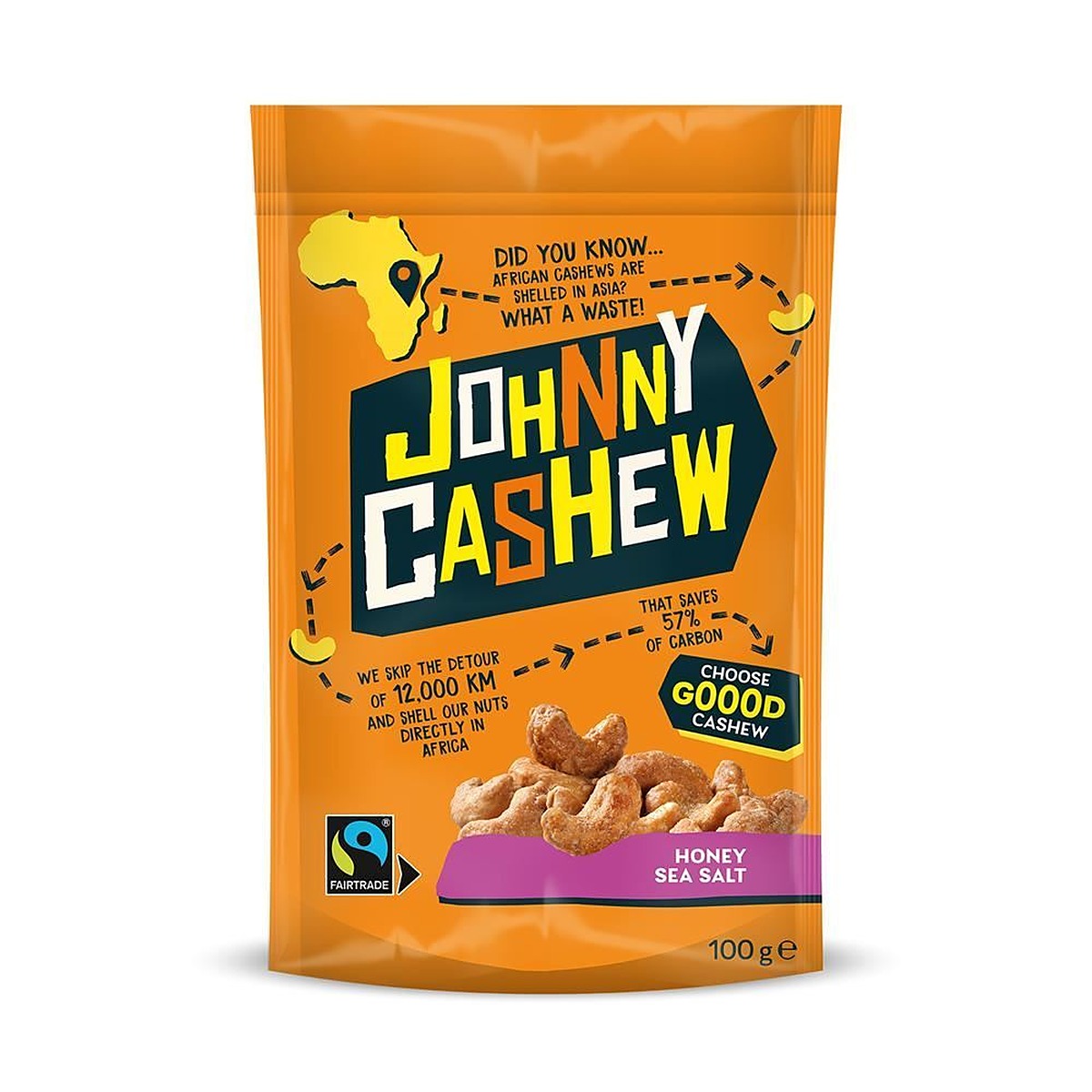 Johnny Cashew Honey & Sea Salt 100g - 8 Pack