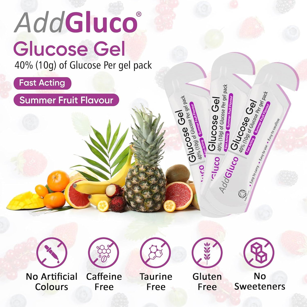AddGluco Glucose Gel Summer Fruit Flavour - 3x25g Sachets