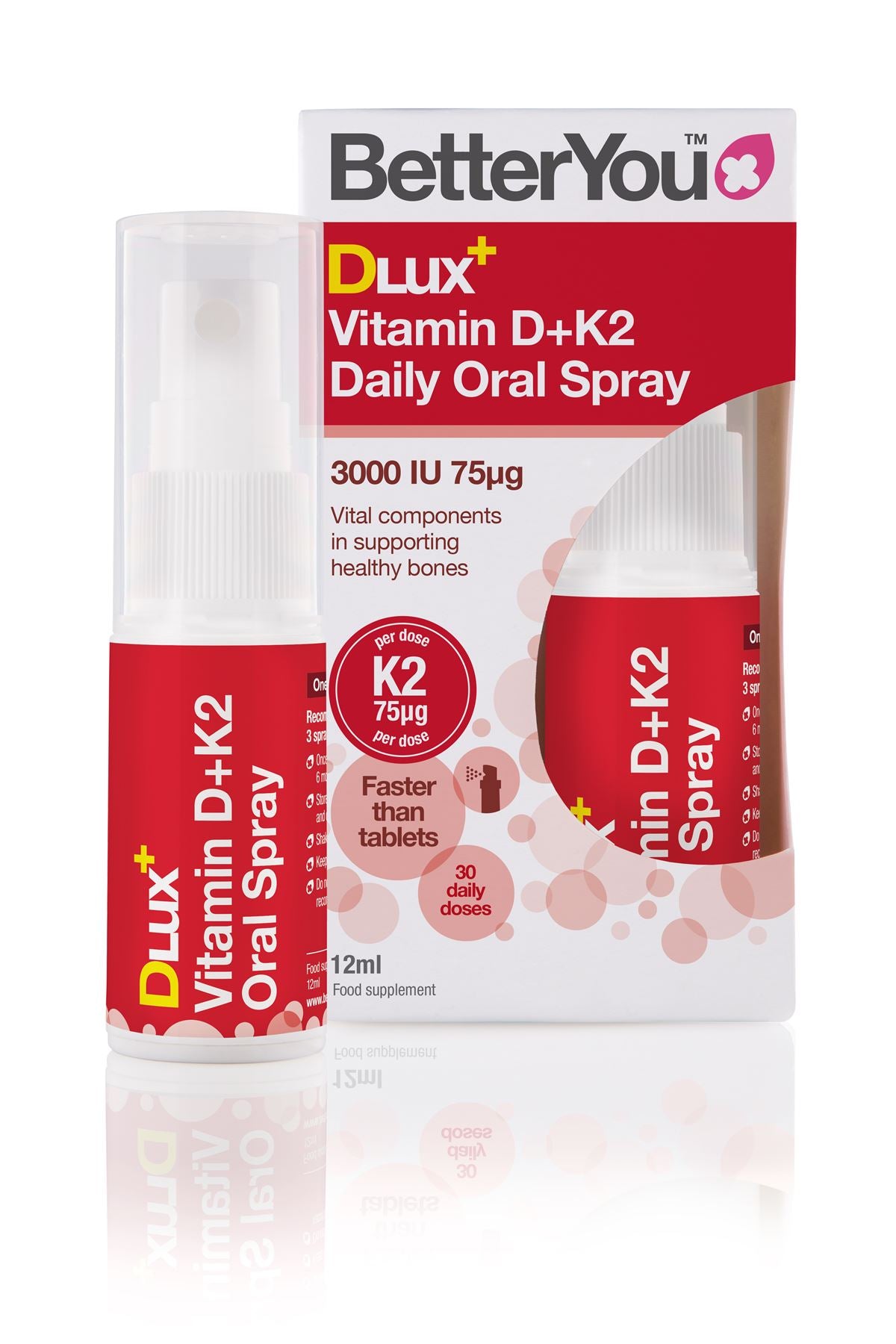 BetterYou DLux+ Vitamin D+K2 Daily Oral Spray - 12ml