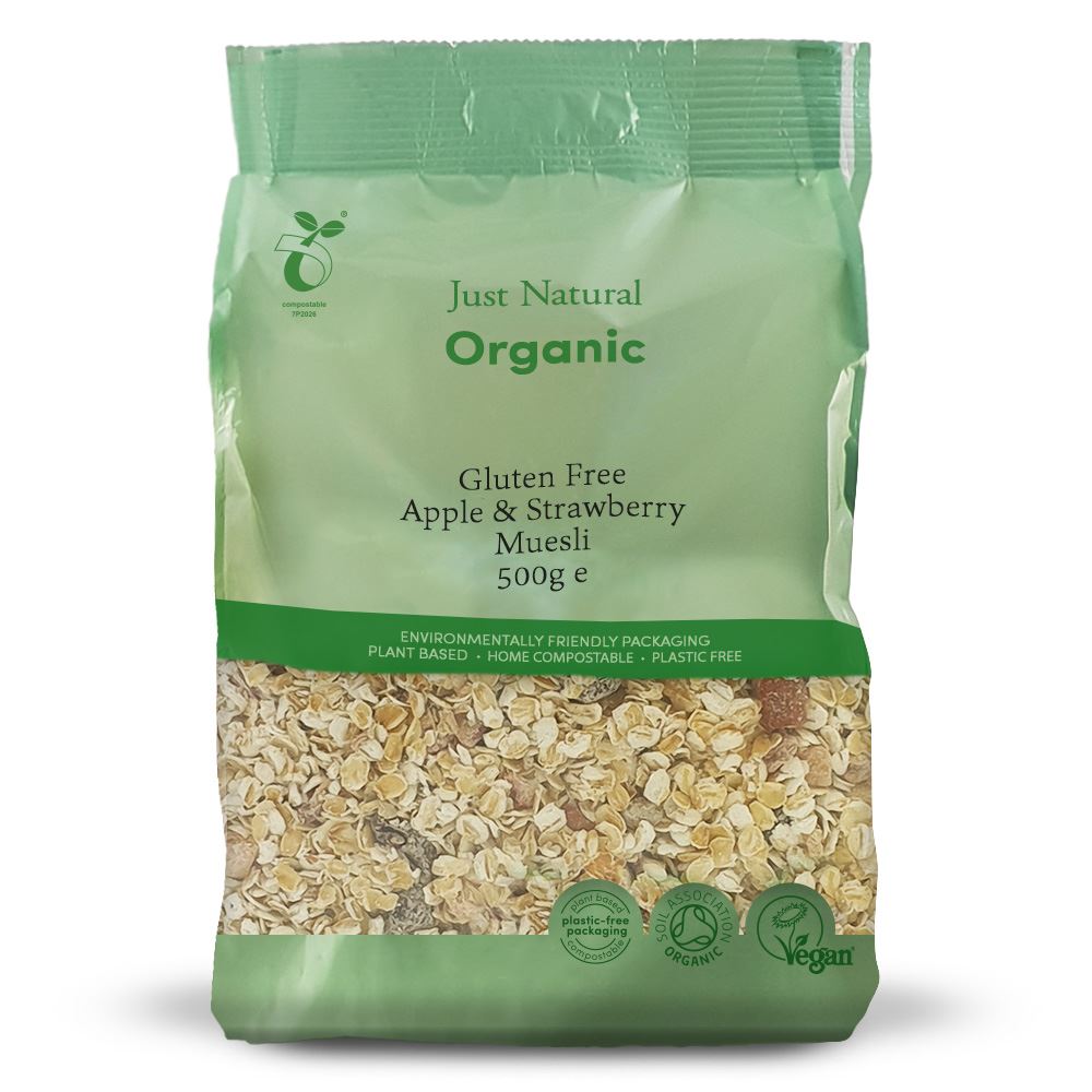 Just Natural Gluten Free Organic Gluten Free Apple & Strawberry Muesli 500g