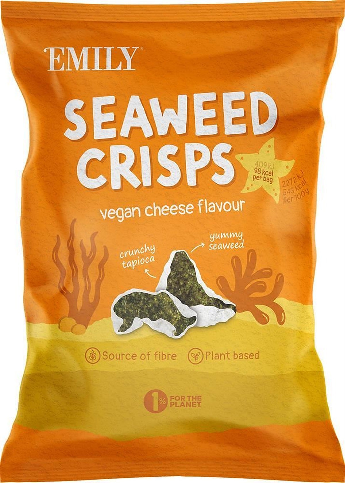 Emily Seaweed Crisps Cheese Flavour 18g - 6 Pack