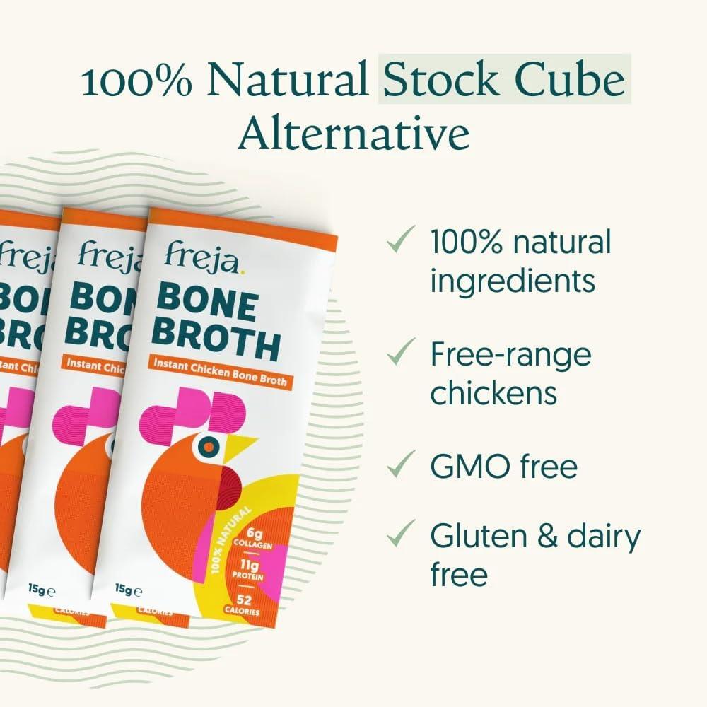 Freja Instant Chicken Bone Broth box of 4 x 15g Sachet - Chicken - 4 Pack