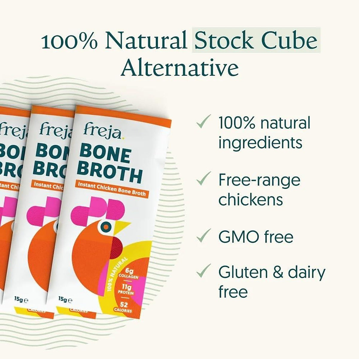 Freja Instant Chicken Bone Broth box of 4 x 15g Sachet - Chicken - 4 Pack - image 5