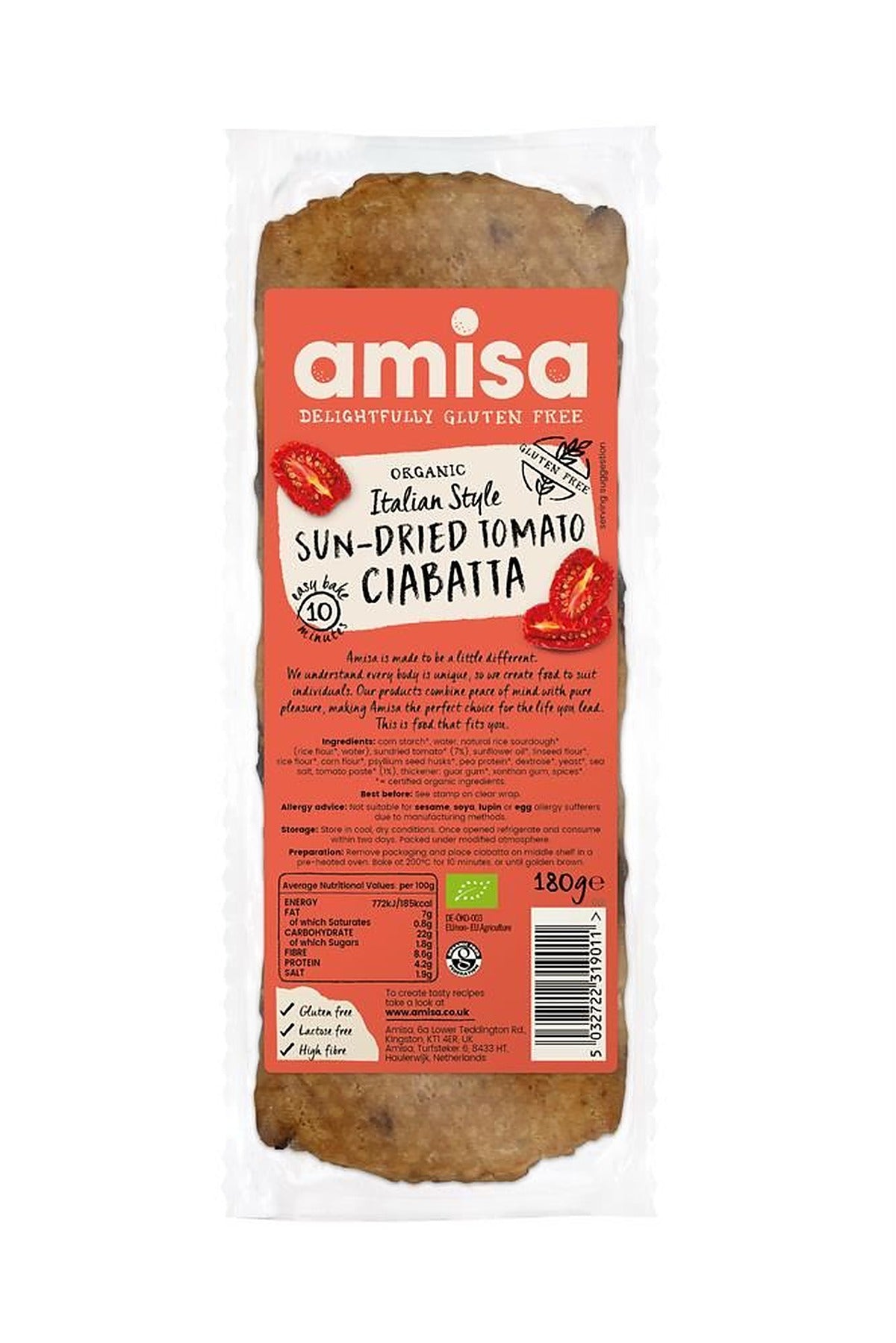 Amisa Organic Sun Tomato Ciabatta 180g