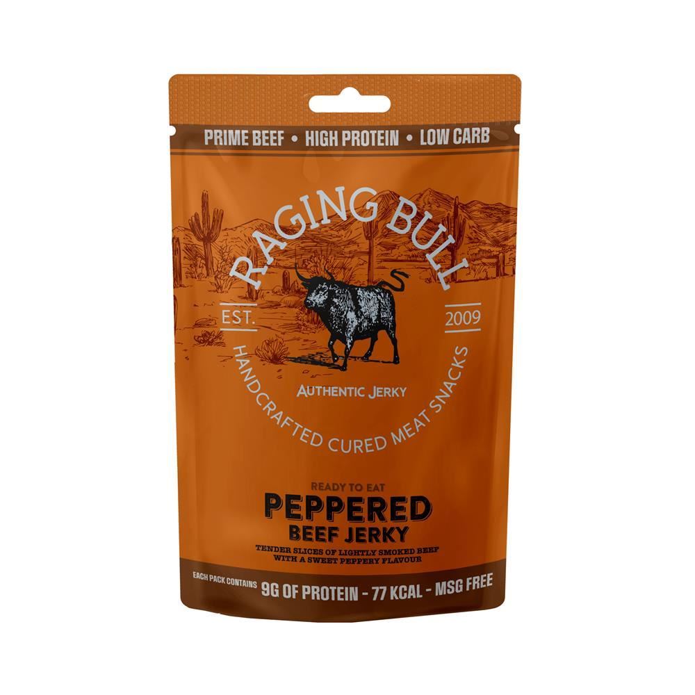 Raging Bull Snacks Peppered Beef Jerky 28g - 10 Pack