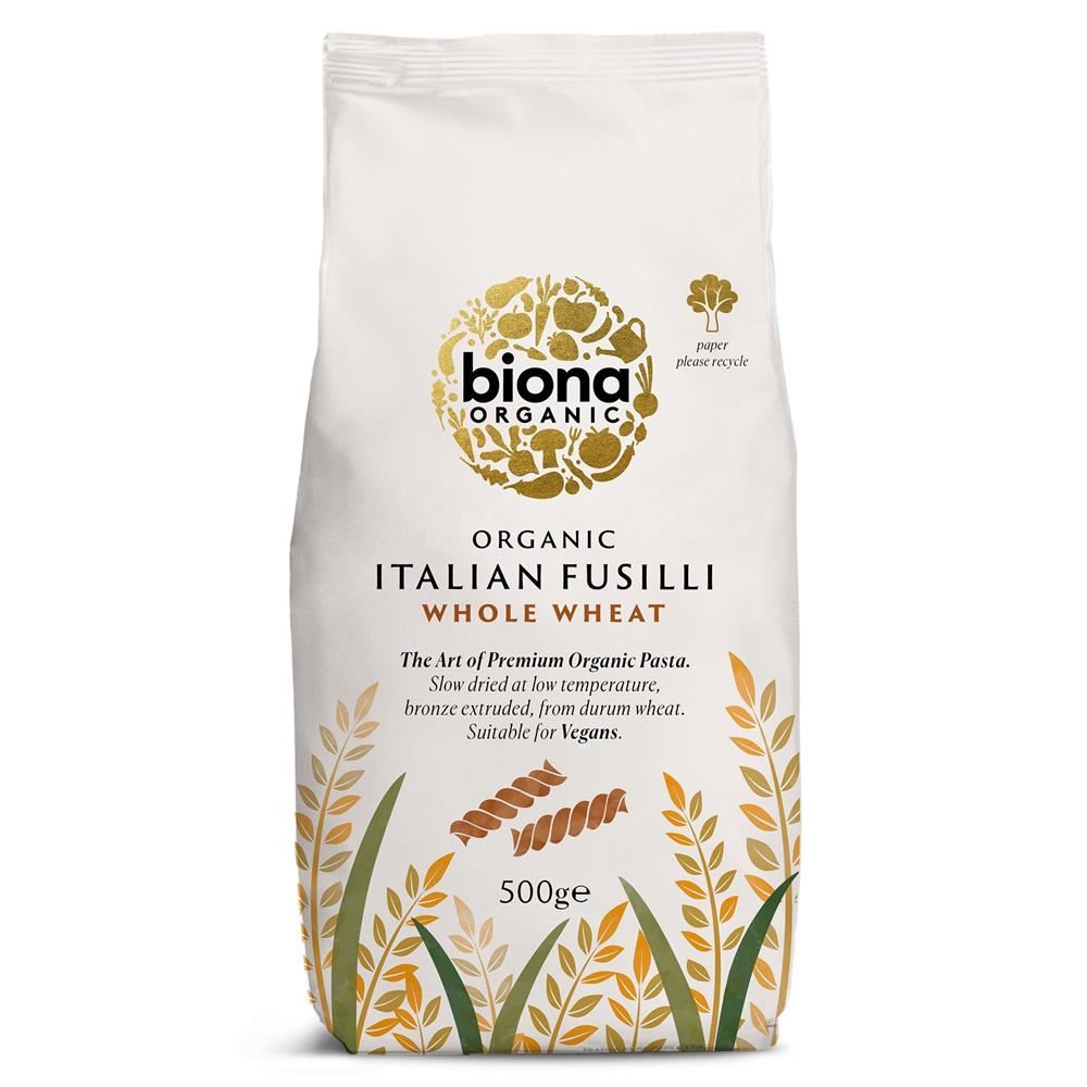 Biona Organic Wholewheat Fusilli Pasta 500g