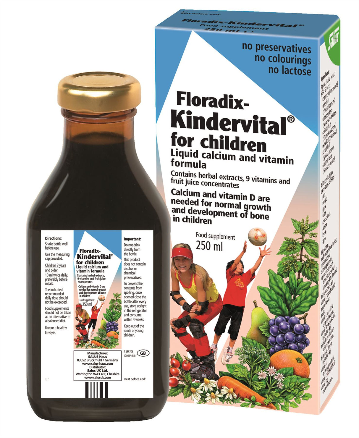 Floradix - Kindervital Liquid Calcium and Vitamin Formula - 250ml