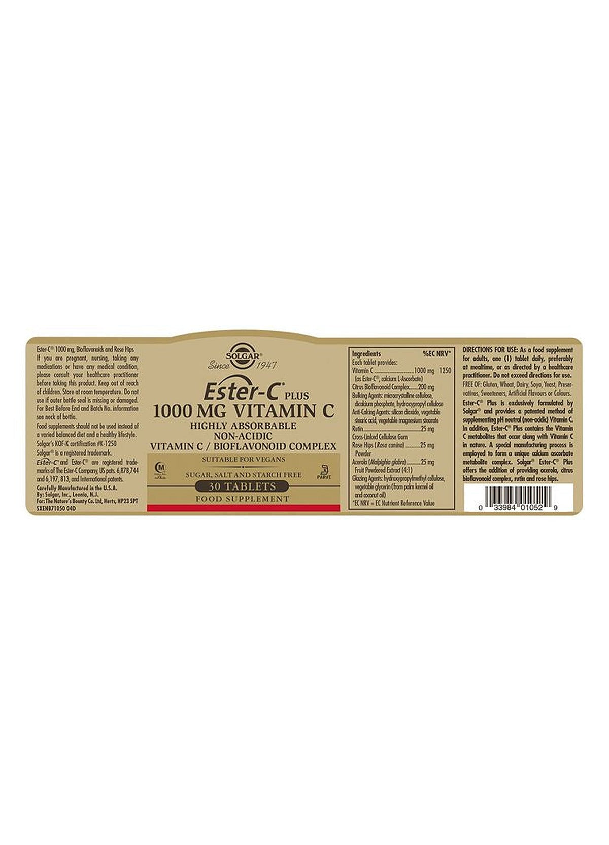 Solgar Ester-C Plus 1000 mg Vitamin C - 30 Tablets - image 3