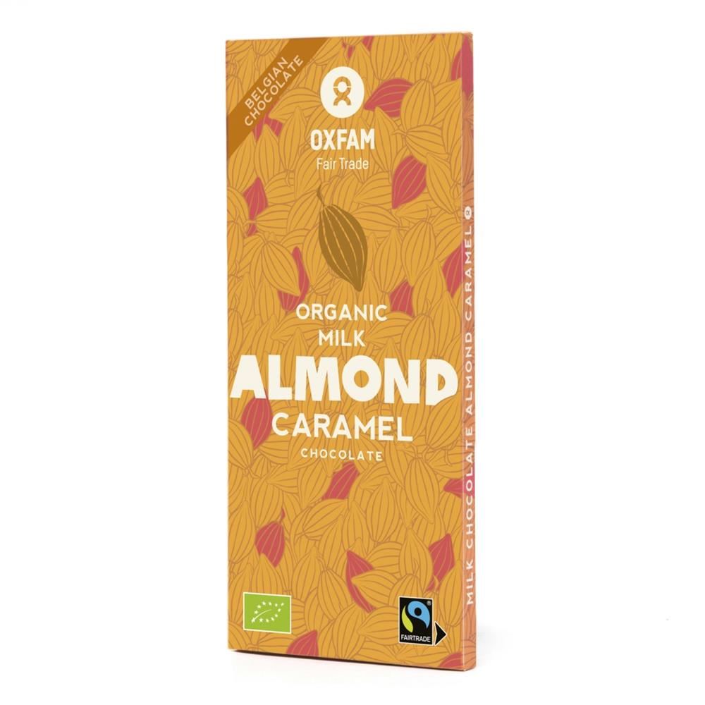 Oxfam Fair Trade ORGANIC Milk Chocolate Almond-Caramel 100g
