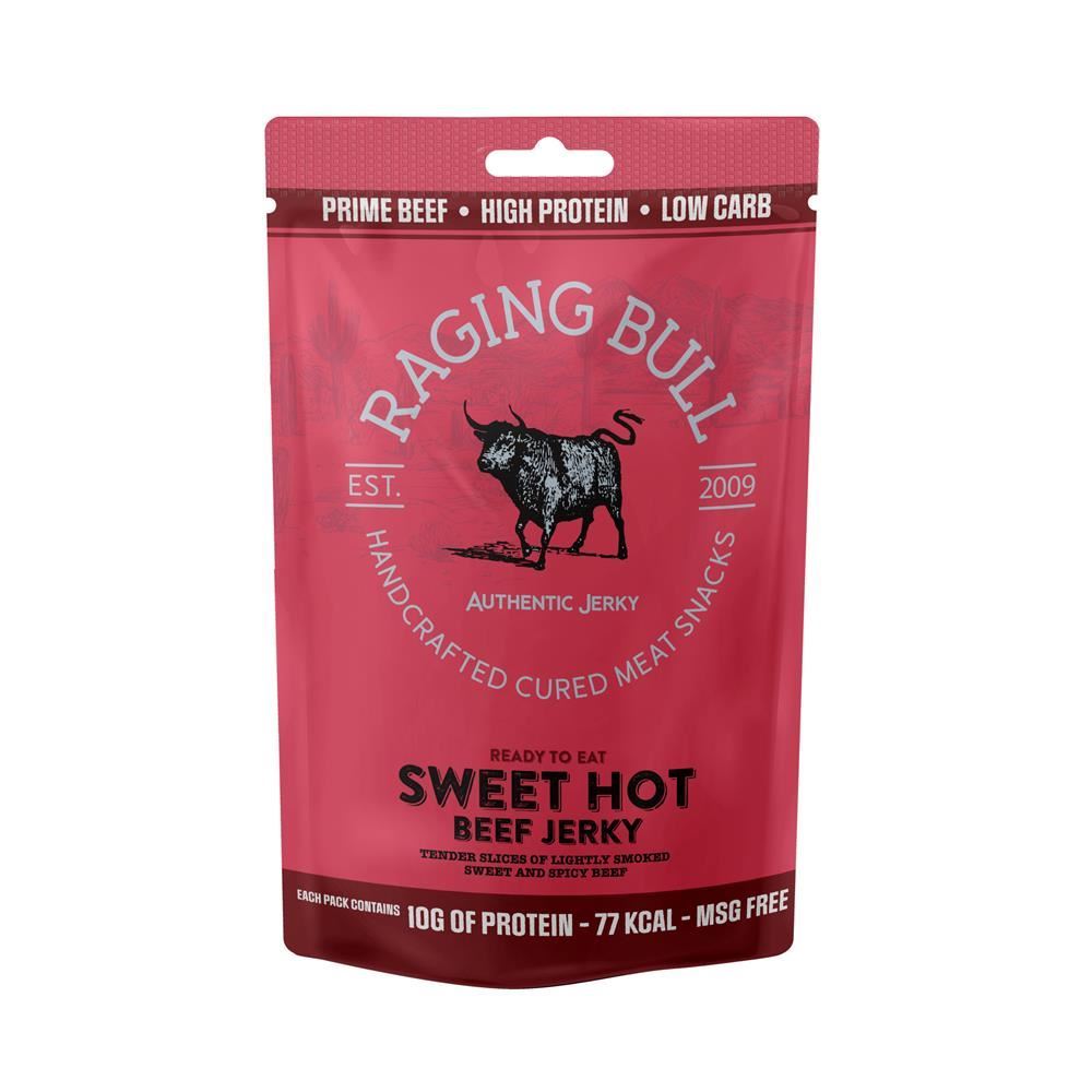 Raging Bull Snacks Sweet Hot Beef Jerky 28g - 10 Pack