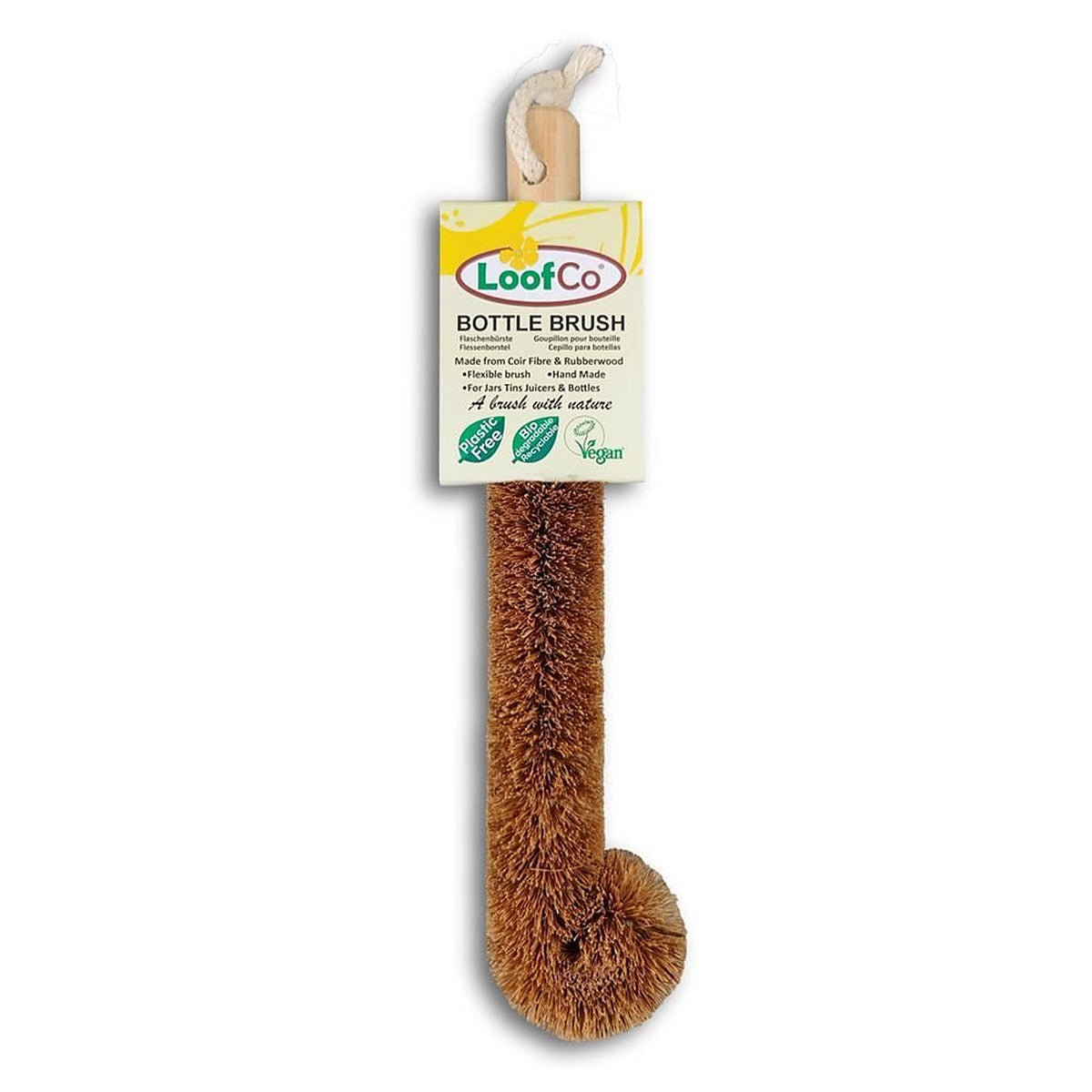 LoofCo Bottle Brush with Rubberwood Handle - 6 Pack