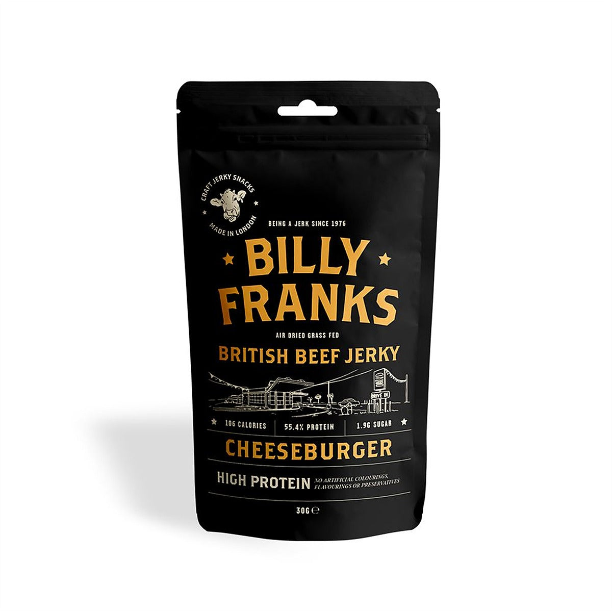 Billy Franks Gluten Free Cheeseburger Beef Jerky 30g