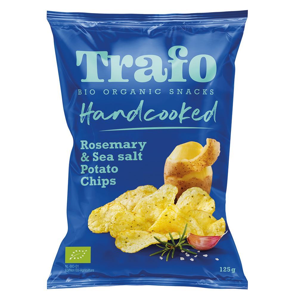 Trafo Organic Handcooked Crisps Rosemary & Himalaya Salt 125g - 10 Pack
