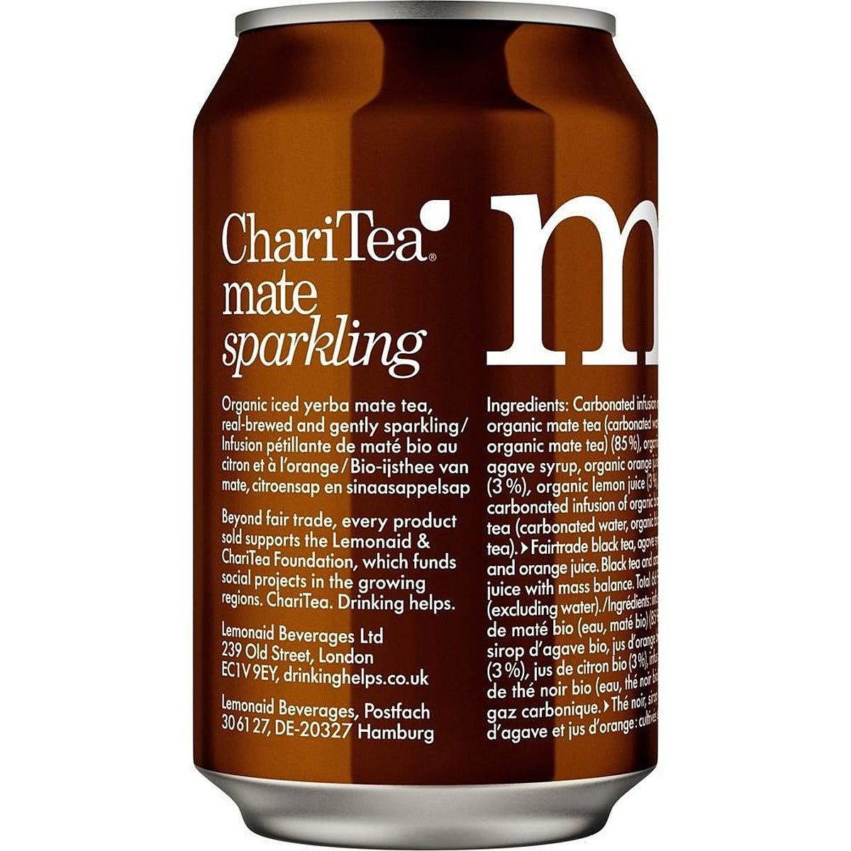 ChariTea Mate - Organic Sparkling Iced Tea - 330ml cans - 4 Pack
