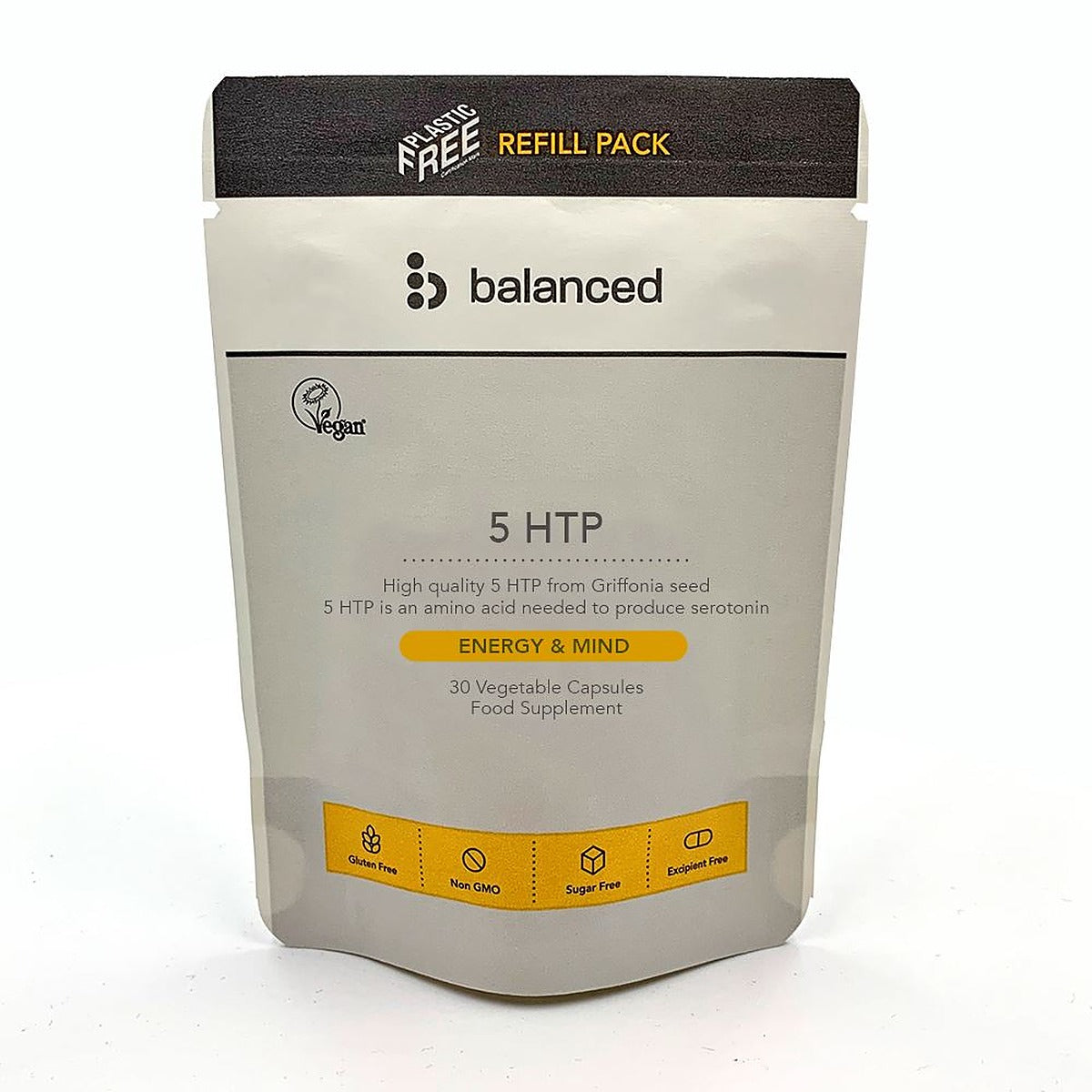 Balanced 5 HTP 30 Veggie Caps - Refill Pouch