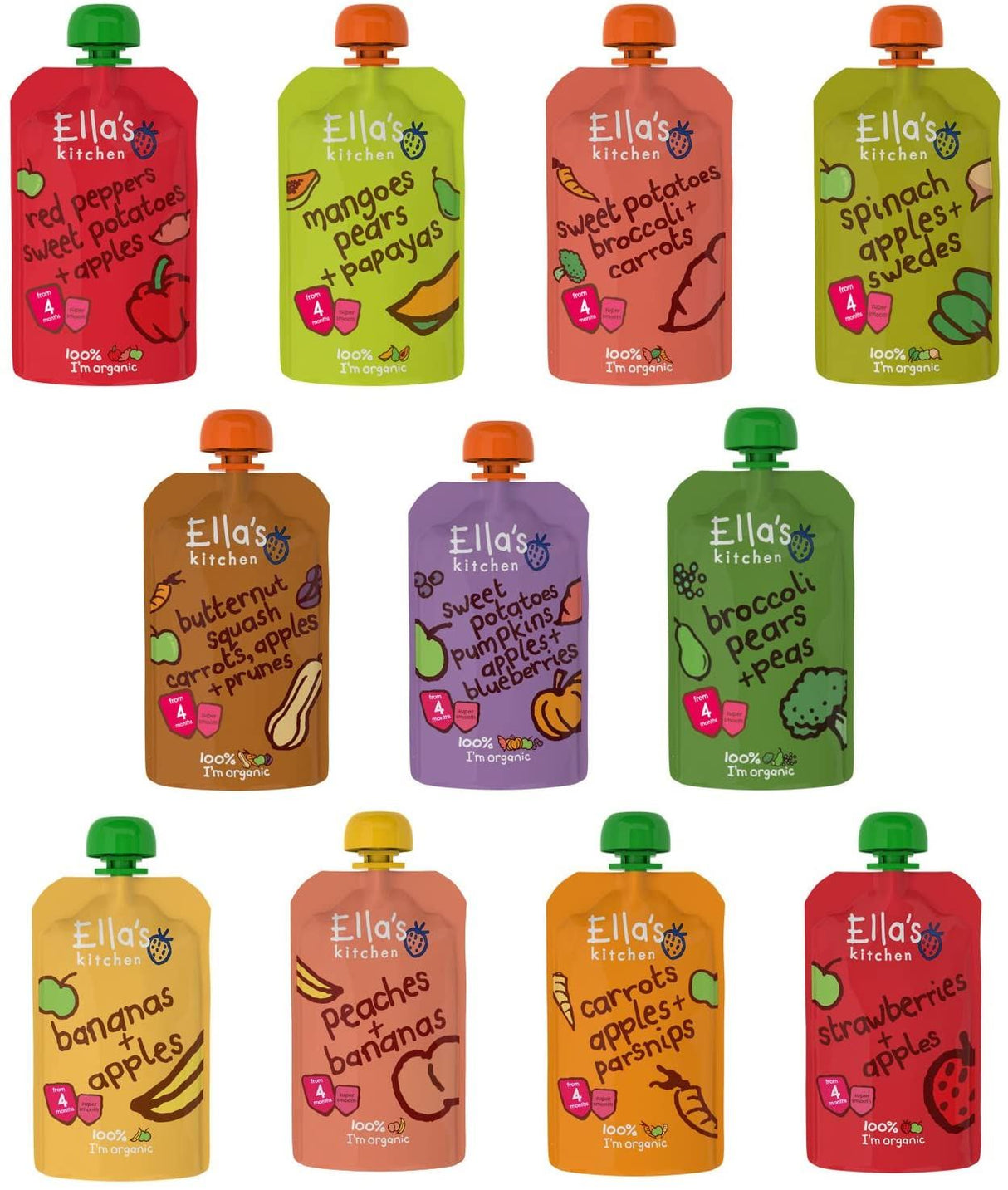 Ella's Kitchen Stage 1 From 4 Months Organic Baby Food 120g (Pack of 7)