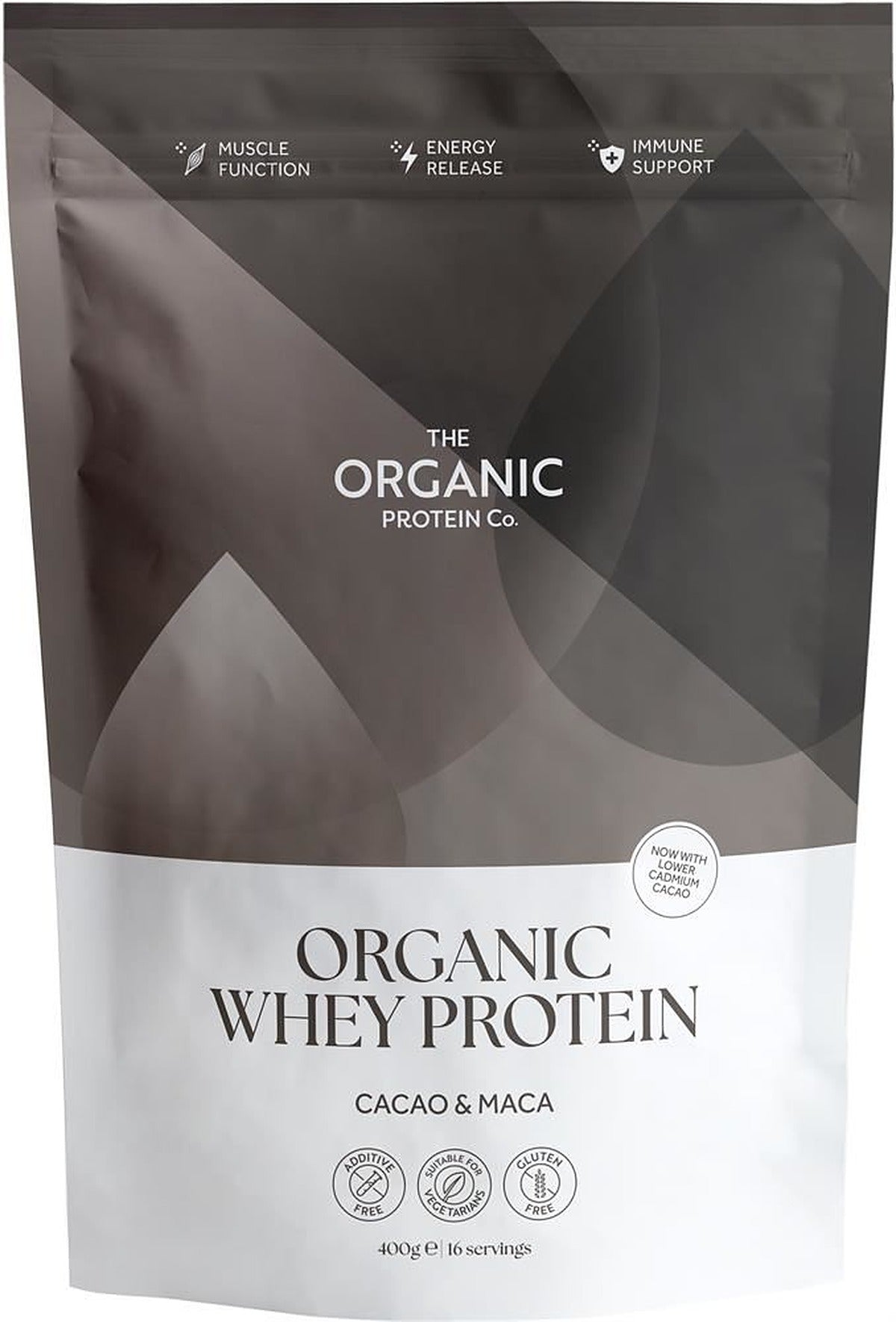 The Organic Protein Co Cacao & Maca Organic Whey Protein Powder 400g