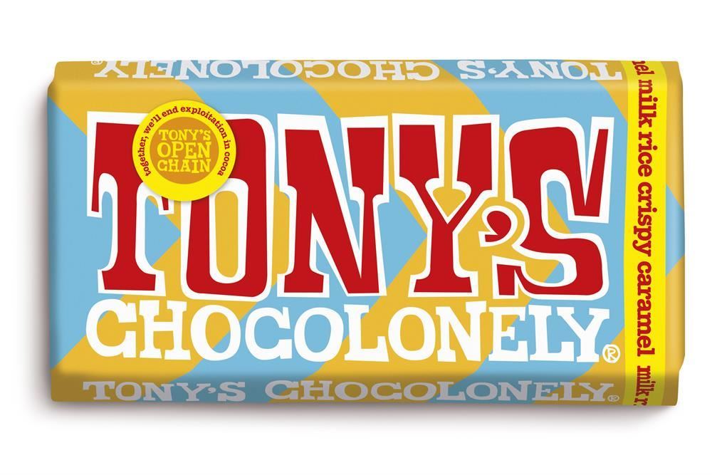 Tonys Chocolonely Tony's Milk Choc Caramel Rice Crisp 180g - 15 Pack