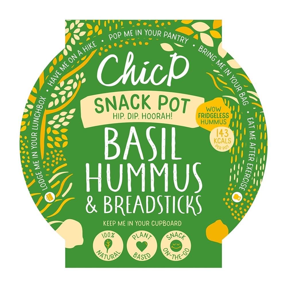 ChicP Ambient Basil Fridge-less Hummus & Breadstick Snack Pot 70g