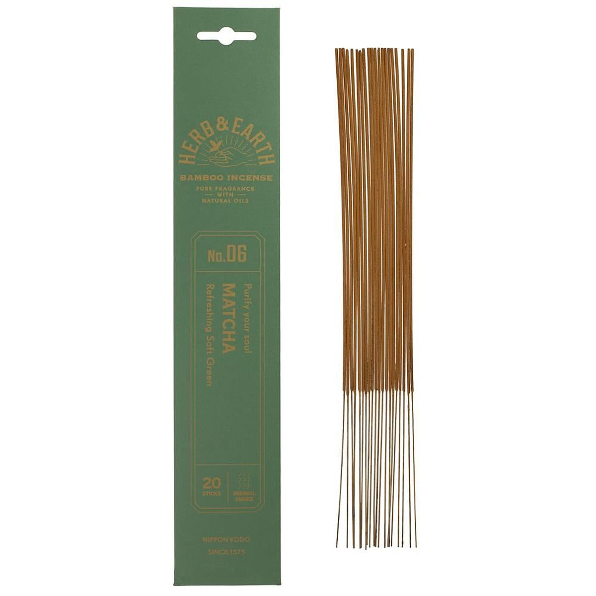 Nippon Kodo Herb & Earth Incense -Matcha 20 sticks - 12 Pack