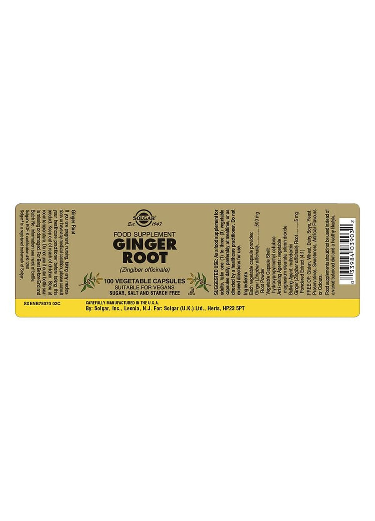 Solgar Ginger Root - 100 Vegicaps - image 3