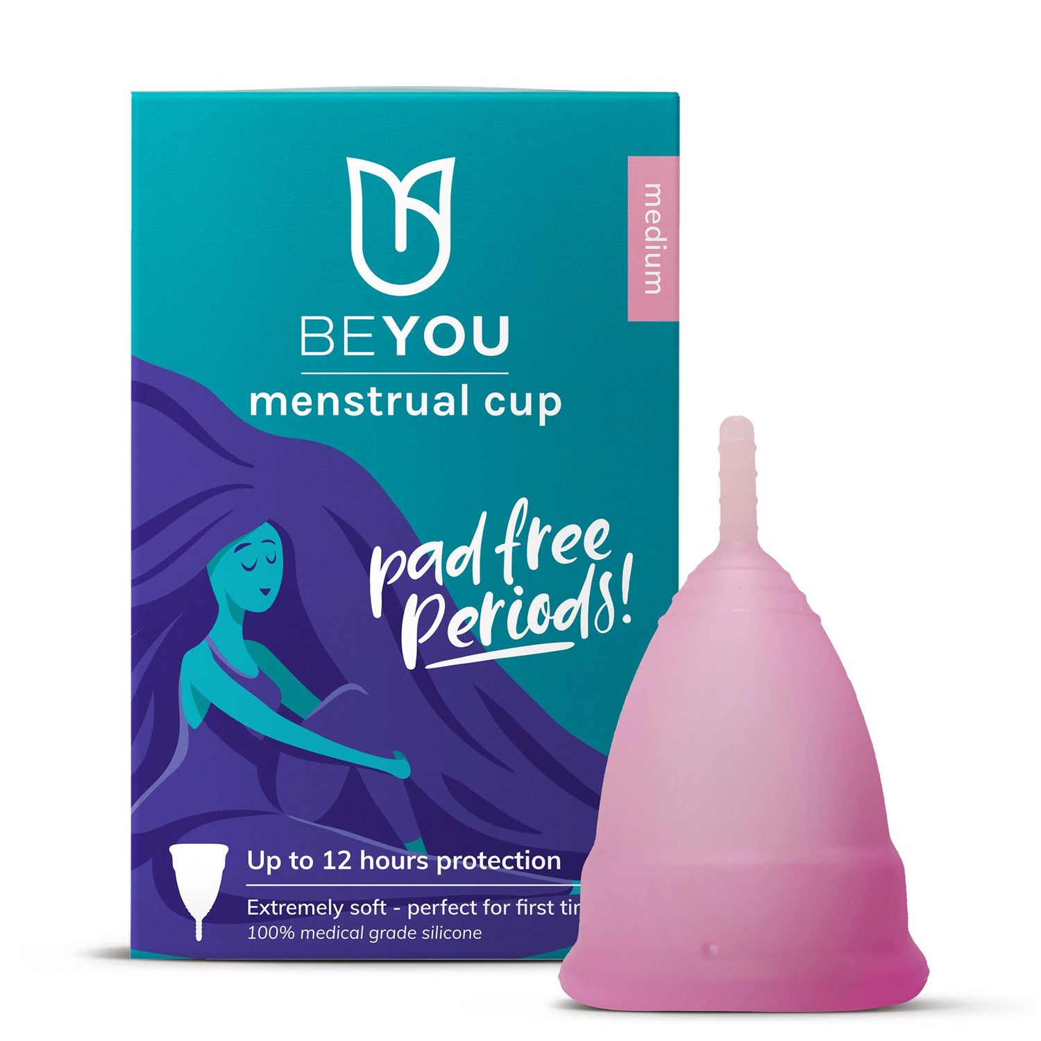 BeYou Monthly Patches, Menstrucal Cups, Foam & Anti-Chafing Cream - All Sizes