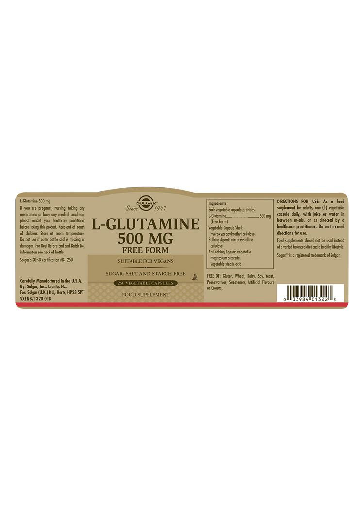 Solgar L-Glutamine 500 mg - 250 Vegicaps