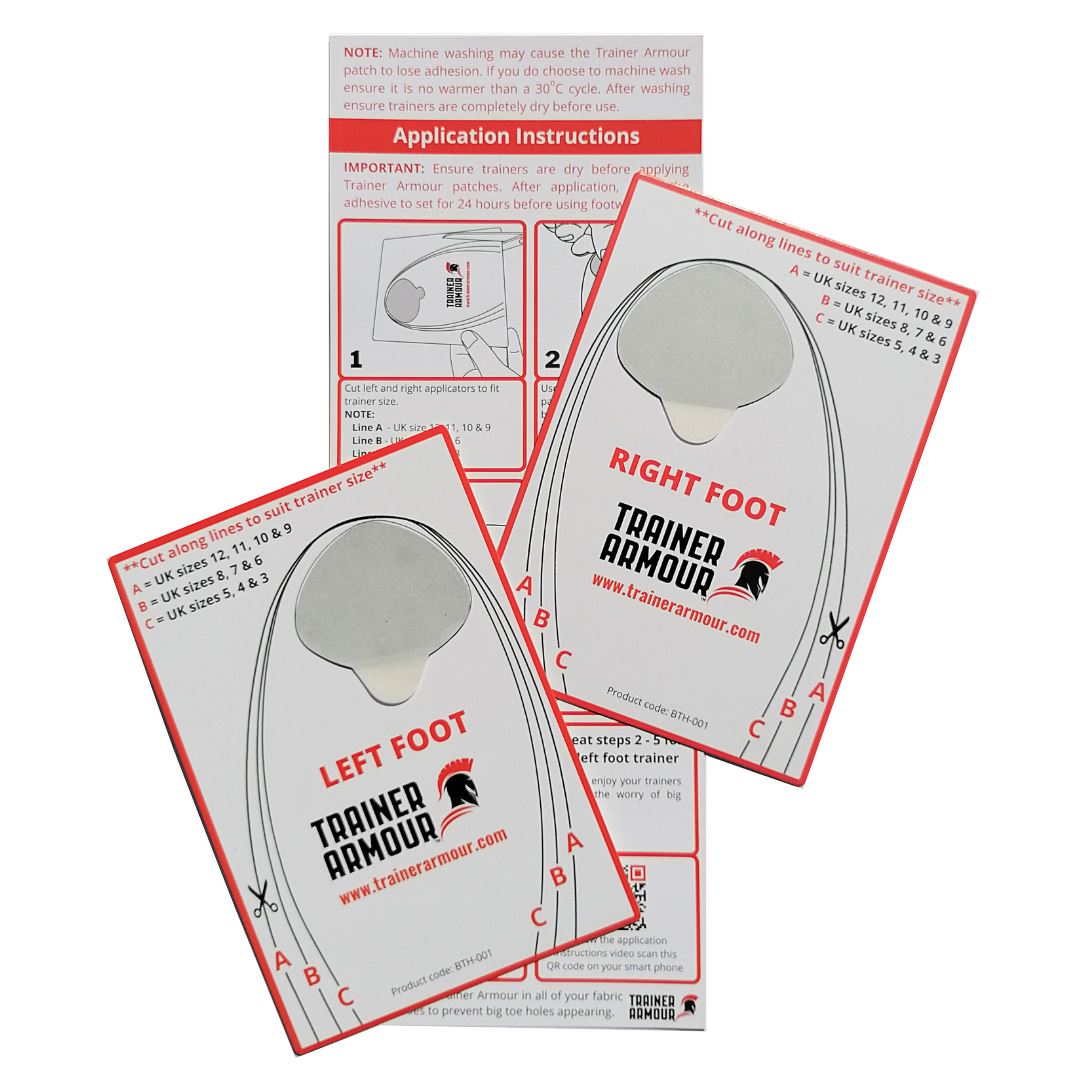 Trainer Armour Big Toe Hole & Heel Hole Preventer Patches - Black or White