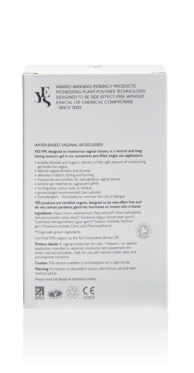 YES VM Organic Pre-filled Natural Vaginal Moisturiser Applicator 6x5ml