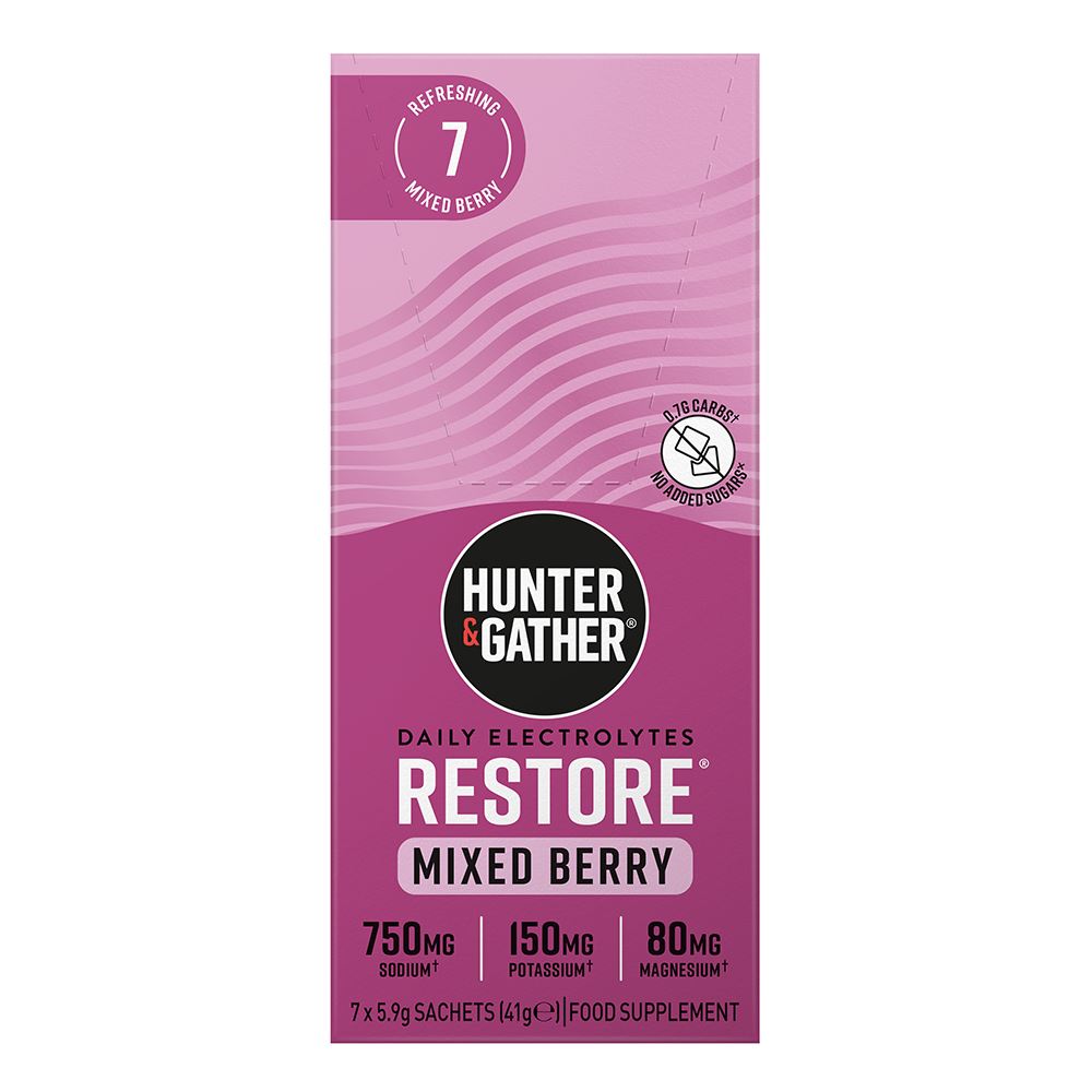 Hunter and Gather Restore Hydration Electrolytes Mixed Berry 7 x 5.9g Sachet
